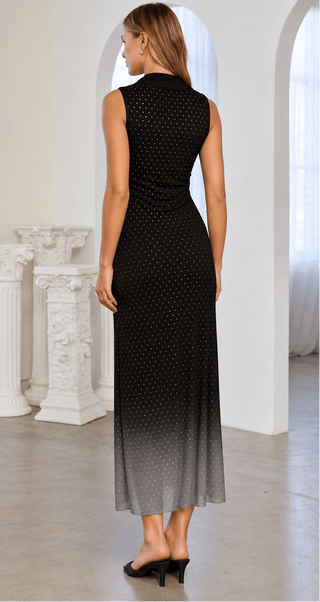 Embellished Mesh Cowl Neck Maxi Dress - Boutique Bella BellaDress