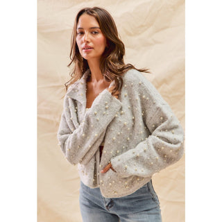Embellished Pearl Open Front Cardigan - Boutique Bella BellaCARDIGAN