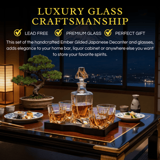 Ember Gilded Japanese Whisky Decanter Set with 4 Tumbler Glasses - Boutique Bella Bella