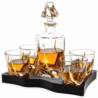 Ember Gilded Japanese Whisky Decanter Set with 4 Tumbler Glasses - Boutique Bella Bella
