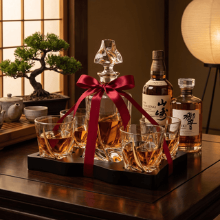 Ember Gilded Japanese Whisky Decanter Set with 4 Tumbler Glasses - Boutique Bella Bella