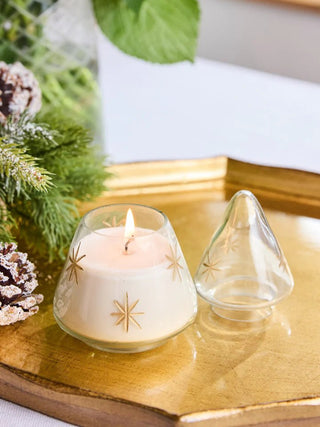 Embossed Star Glass Tree Candle - Boutique Bella Bellacandle