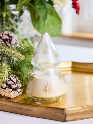 Embossed Star Glass Tree Candle - Boutique Bella Bellacandle