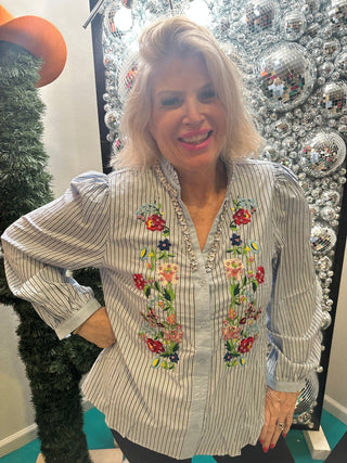Embroidered in Bloom Top - Boutique Bella BellaTops