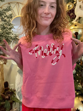 Embroidered Merry Cane Sweatshirt - Boutique Bella BellaSweatshirt