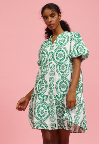 Emerald City Eyelet Embroidered Short Sleeve Dress - Boutique Bella BellaDress