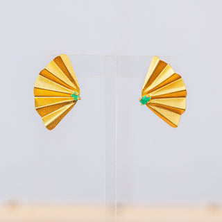 Emerald Fan Studs - Boutique Bella BellaEARRINGS