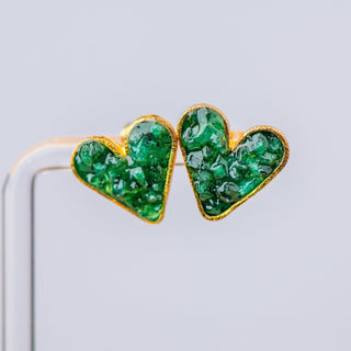 Emerald Full Heart Studs - Boutique Bella BellaEARRINGS