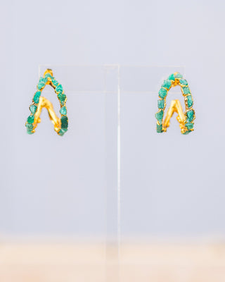 Emerald Gem Double Hoop Earrings - Boutique Bella BellaEARRINGS