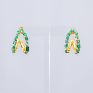 Emerald Gem Double Hoop Earrings - Boutique Bella BellaEARRINGS