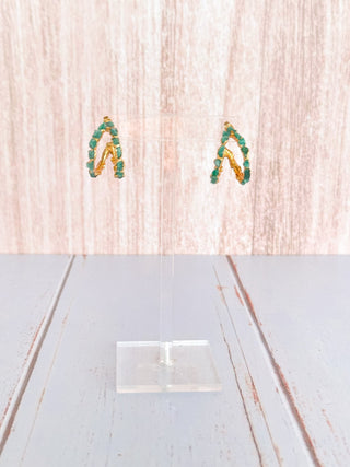Emerald Gem Double Hoop Earrings - Boutique Bella BellaEARRINGS