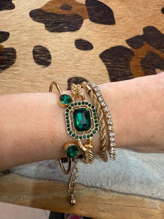 Emerald Gem Stack Bracelets - Boutique Bella BellaEarring