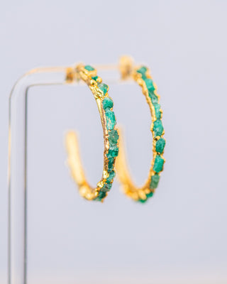 Emerald Gems Maxi Hoop Earrings - Boutique Bella BellaEARRINGS