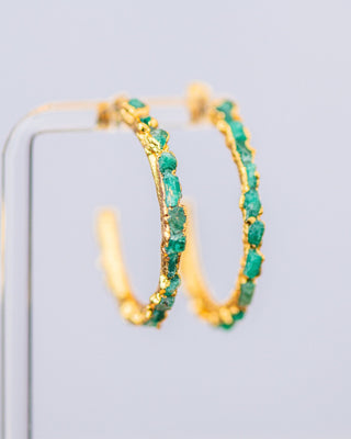 Emerald Gems Maxi Hoop Earrings - Boutique Bella BellaEARRINGS