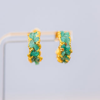 Emerald Gems Mini Hoop Earrings - Boutique Bella BellaEARRINGS