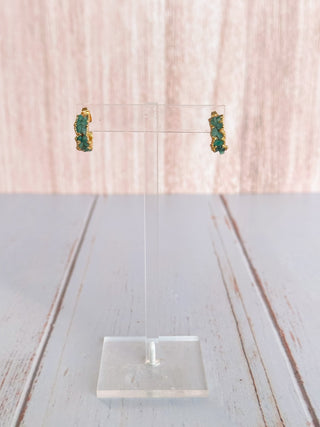 Emerald Gems Mini Hoop Earrings - Boutique Bella BellaEARRINGS