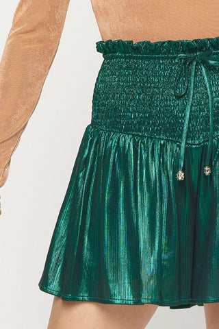 Emerald Metallic Swing Shorts - Boutique Bella Bella