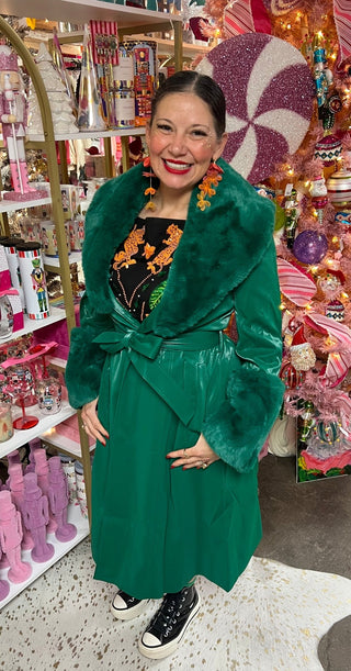 Emerald Royal Faux Fur Coat - Boutique Bella BellaCoat