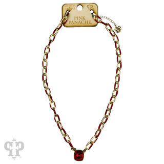 Enamel chain link pendant necklace, Austrian crystal - LC - Boutique Bella BellaNecklaces