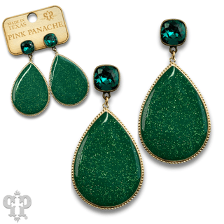 Enamel glitter teardrop earring with Austrian crystal - LC - Boutique Bella BellaEarrings
