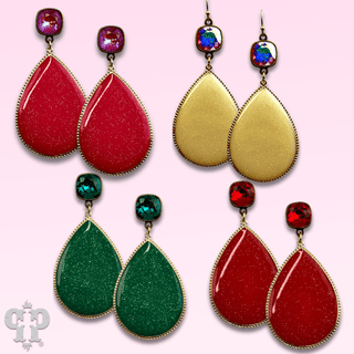 Enamel glitter teardrop earring with Austrian crystal - LC - Boutique Bella BellaEarrings