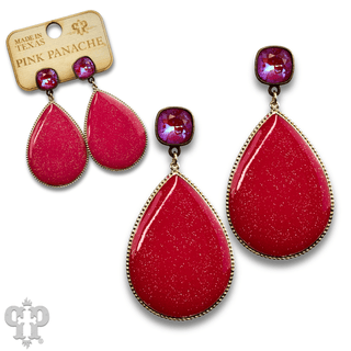Enamel glitter teardrop earring with Austrian crystal - LC - Boutique Bella BellaEarrings