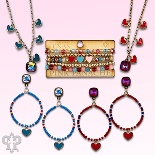 Enamel hearts and Austrian crystal chain necklace - Boutique Bella BellaNecklaces