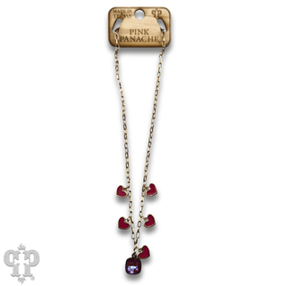 Enamel hearts and Austrian crystal chain necklace - Boutique Bella BellaNecklaces