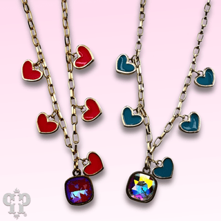 Enamel hearts and Austrian crystal chain necklace - Boutique Bella BellaNecklaces