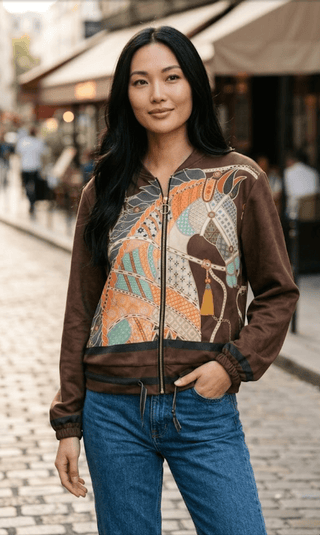 Equestrian Print Bomber Jacket - Boutique Bella BellaBomber Jacket