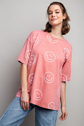 Coral Smiley Tee