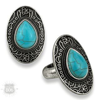 Etched oval stone ring, last call - Boutique Bella BellaRings