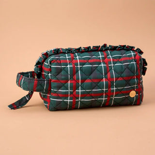 Evergreen Plaid Essentials Quilted Cosmetic Pouc - Boutique Bella BellaCosmetic Travel Case