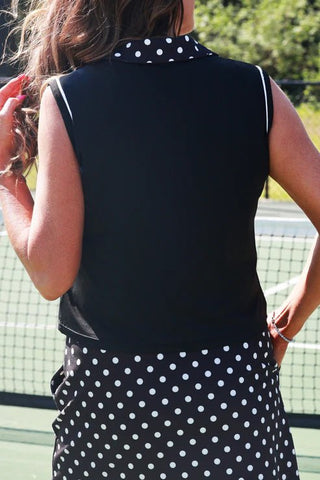 Everyday Polo Tank-After Dark Polka Dot Polo Tank - Boutique Bella BellaTank