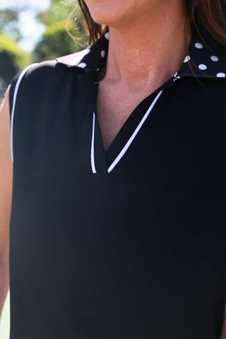 Everyday Polo Tank-After Dark Polka Dot Polo Tank - Boutique Bella BellaTank