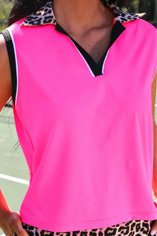 Everyday Polo Tank- Neon Pink Safari Chic - Boutique Bella BellaTank