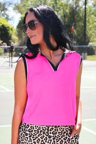 Everyday Polo Tank- Neon Pink Safari Chic - Boutique Bella BellaTank
