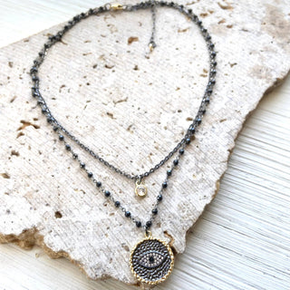 Evil eye third eye protection charm necklace layering - Boutique Bella BellaNecklace
