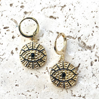 Eye earrings gold with black - Boutique Bella BellaEarrings