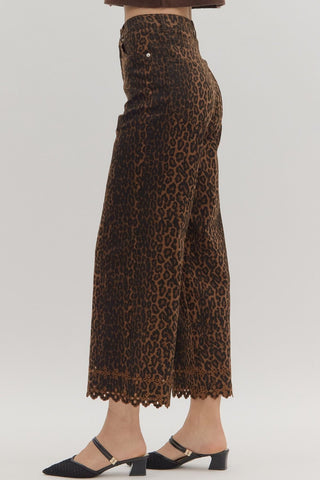 Eyelet & Leopard Pants - Boutique Bella BellaPants