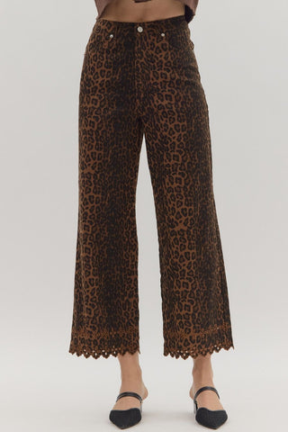 Eyelet & Leopard Pants - Boutique Bella BellaPants