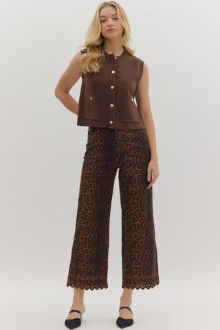 Eyelet & Leopard Pants - Boutique Bella BellaPants
