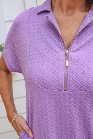 Ezra Textured Zipper Dress - Lavender - Boutique Bella BellaDress