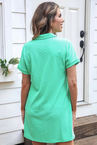 Ezra Textured Zipper Dress - Spearmint - Boutique Bella BellaDress