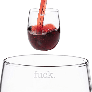 F Ck Wine Glass Single Set Large 11 Oz Glasses Fuck Fucking Glass Unique Italian Style Tall Stemless - Boutique Bella BellaWine Glasses