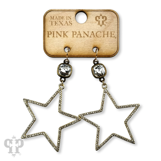 Gold open star earring, Austrian crystal - LC