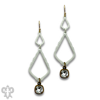 White double diamond teardrop, Austrian crystal earring, last call