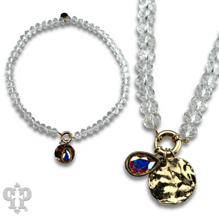 Clear crystal bead necklace with Austrian crystal - LC