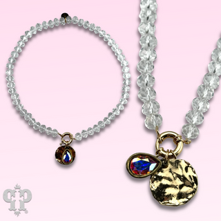 Clear crystal bead necklace with Austrian crystal - LC