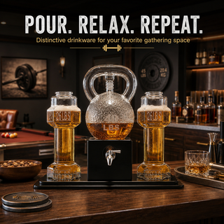 Kettlebell Whiskey Wine Decanter Set With Dumbbell Glasses Elegant Weightlifting Whiskey Decanter 10